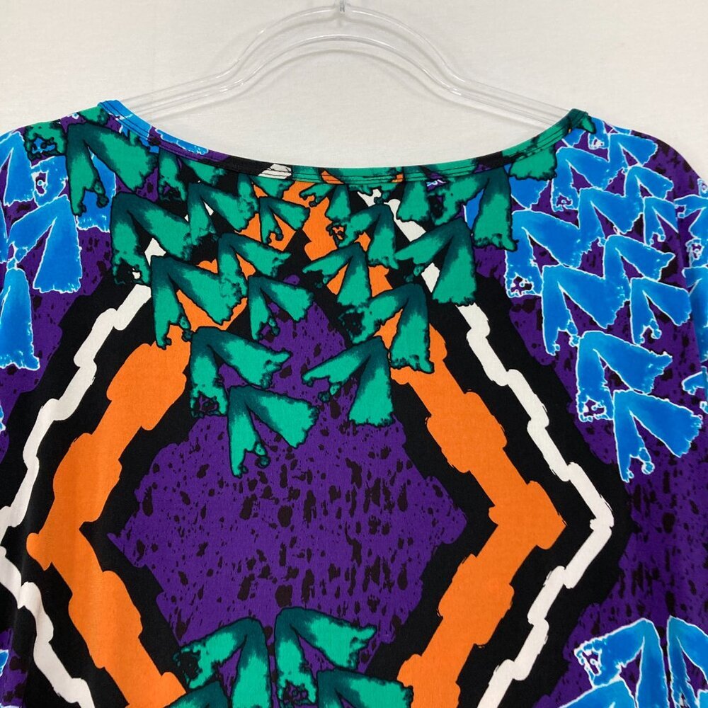 New Peter Nygard size XL Colorful Artsy Abstract Ruched Side Stretch‎ Knit Top - Picture 10 of 11